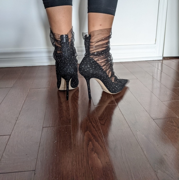 Jimmy Choo Lace and Suede Lavish Pointed Toe Pumps - Picture 8 of 10